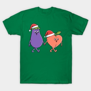 Christmas eggplant and peach T-Shirt